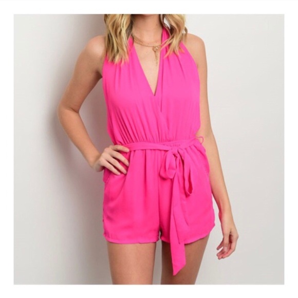 Pants - NEW! Hot Pink Open Back Romper  • Size S • NWOT!
